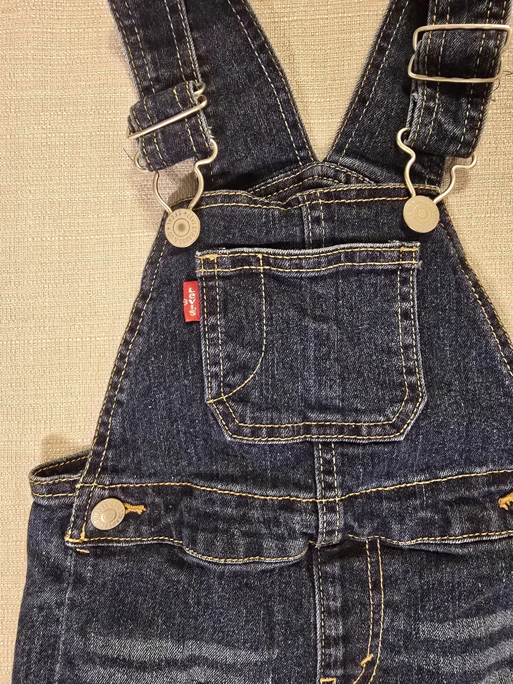 Levi's Toddler Denim Shortall Overall 18M Dark Wash Adjustable Straps